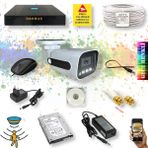 Qromax 1 Kameralı Set - Gece Renkli Gösteren Hareket Algılayan 5MP SONY Lensli 4 Ultra Warm Ledli 1080P FULLHD Güvenlik Kamerası Seti 784W - Beyaz - Siyah