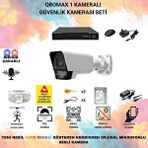 qromax 1 Kameralı Set - Yapay Zeka Özellikli Gece Renkli Sesli FullHD 5Mp Lensli 9 Warm Ve Çakar Ledli Güvenlik Kamerası Seti 5909WS-104