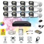Qromax 12 Kameralı Set - Yapay Zeka Özellikli Gece Renkli Gösteren 5MP SONY Lensli 12 Warm Ledli FULLHD Güvenlik Kamerası Seti 312W-116 - Siyah - Beyaz