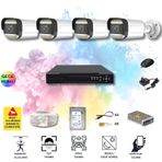 Qromax 4 Kameralı Set - Yapay Zeka Özellikli Gece Renkli Gösteren 5MP SONY Lensli 12 Warm Ledli FULLHD Güvenlik Kamerası Seti 312W-104