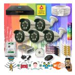Qromax 5 Kameralı Set - Yapay Zeka Özellikli Gece Renkli Gösteren 8 Warm Ledli TurboHD Güvenlik Kamerası Seti 3908W-9008