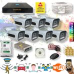 Qromax 7 Kameralı Set - Yapay Zeka Özellikli Gece Renkli Gösteren 5MP SONY Lensli 4 Ultra Warm Ledli FULLHD Güvenlik Kamerası Seti 784W-9008 - Beyaz - Siyah
