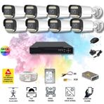 Qromax 8 Kameralı Set - Yapay Zeka Özellikli Gece Renkli Gösteren 5MP SONY Lensli 12 Warm Ledli FULLHD Güvenlik Kamerası Seti 312W-108