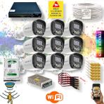 qromax 9 Kameralı Set - Gece Renkli Gösteren Hareket Algılayan 5MP SONY Lensli 4 Ultra Warm Ledli FULLHD Güvenlik Kamerası Seti 2304W-9016 - Siyah - Beyaz