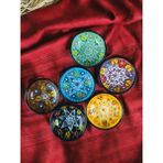Qtahya Home Defne Kase Çerezlik Otantik Desen Çini 9 cm 6 Parça - Renkli