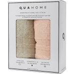 Qua Home Senza %100 Pamuk 2li Yüz Havlusu Pembe Bej Kutu 50X80 cm - Pembe - Bej - 50 x 80 Cm