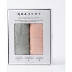 Qua Home Senza %100 Pamuk Yüz Havlusu Gri Pembe Kutu 50X80 cm - Pembe - Gri