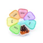 Quacc Sevimli Haftalık Hap Organizatör Seyahat 7 Gün Taşınabilir Yuvarlak Çiçek Hap Kutusu Kutusu Hap Konteyner Büyük Vitamin Balık Yağı Hap İlaç Ek Depolama için İlaç Tutucu - Gökkuşağı