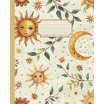 Quaderno a Righe Notebook 120 pagine: Sole e Luna stile Boho Vintage | Wide-ruled | 7.5x9.25 in | Taccuino Scuola, Appunti, Casa, Ufficio, Univeristà
