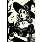Quaderno Strega e Gatto Nero: Diario Magico 100 Pagine a Righe - Estetica Gotica Halloween