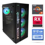 Quadro Battle RX5 55161 Ryzen 5 5500 16gb 512gb NVME 8gb RX580 Freedos Gaming 4*RGB Fan Kont