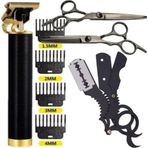 Qualis Shave R4 Elektrikli Siyah Saç Tıraş Makinesi+U4 Full Metal Ustura+M8 Kesme+İnceltme Makas Set