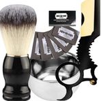 Qualis Shave U4 Full Metal Ustura + F8 Tıraş Fırça + 5'li Platinum Yaprak Jilet
