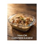 Qualitev 1 Adet Cam Fırın Kasesi Borline Meze Tabağı Kare Kase 14x4 Cm