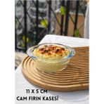 Qualitev 1 Adet Cam Fırın Kasesi Borline Meze Tabağı Yuvarlak Kase 11X5 cm - 300 ml