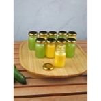 Qualitev 10 Adet Şeffaf Cam Shot Detoks Şişesi 67 ml Sızdırmaz Gold Metal Kapaklı Mini Kavanoz 67 ml