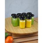 Qualitev 10 Adet Şeffaf Cam Shot Detoks Şişesi 67 ml Sızdırmaz Siyah Metal Kapaklı Mini Kavanoz 67 ml