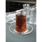 Qualitev 12 Parça 6 Kişilik Cam Çay Seti Çay Bardağı Takımı - Venedik - Şeffaf - 12 Adet