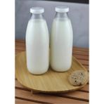 Qualitev 2 Adet Beyaz Plastik Kapaklı Cam Şişe 1 Litre Şeffaf Sürahi Süt, Ayran, Su, Limonata Meşrubat Şişesi - 1 lt