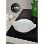 Qualitev 2 Adet Porselen Sahan Yumurta Sahanlığı 18 cm Fırın Kabı Mini Tart Kalıbı
