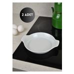 Qualitev 2 Adet Porselen Sahan Yumurta Sahanlığı 18 cm Fırın Kabı Mini Tart Kalıbı