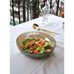 Qualitev 20 cm Cam Salata Tabağı Füme Salata Kasesi Orta Boy Tabak 2-3 Kişilik - Beyaz