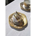 Qualitev 4 Parça 2 Kişilik Porselen Gold Yaldızlı Kahve Fincan Takımı Altın Çiçek Kahve Fincanı 90 ml - 2 Adet