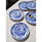Qualitev 6\'lı Özel Tasarım Premium Seramik 20 cm Pasta Tabağı Takımı Mavi Tatlı Tabak -Old Town