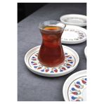 Qualitev 6'lı Porselen Çay Tabağı Yaldızlı Lale Motifli Gold Çay Tabak Çini Desen-Tuna
