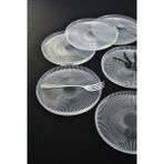 Qualitev Vargas Cam 6 Parça Modern Tatlı-Pasta-Kek Tabağı 16 cm Şeffaf Yuvarlak Desenli
