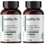 Quality Life Magnezyum Complex 60 Tablet - Magnezyum Malat Sitrat Glisinat Taurat Bisglisinat - Magnezyum Çinko (2 paketi)