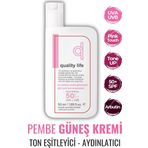 Quality Life Renkli Güneş Kremi - Pink - Tone Up - Ton Eşitleyici Pembe Güneş Kremi - Aydınlatıcı Yüz Güneş Kremi