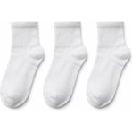 QUALITY WALKING 3'lü Dikişsiz Pamuklu Yarım Tenis Çorap Günlük ve Spor Kullanıma Uygun - 40 - 46 - Beyaz