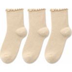 QUALITY WALKING 3’lü Kadın Bambu Dikişsiz Çorap Fırfır Detaylı Tasarım Ipeksi His Rahat Kullanım - 36 - 40 - Bej