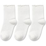 QUALITY WALKING 3’lü Kadın Bambu Dikişsiz Çorap Fırfır Detaylı Tasarım Ipeksi His Rahat Kullanım - 36 - 40 - Beyaz