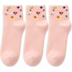 QUALITY WALKING 3'lü Kadın Dikişsiz Çiçek Desenli Bambu Çorap Ipeksi His Günlük Şık Çorap - 36 - 40 - Pembe