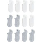 QUALITY WALKING Monochrome Series Sneaker Çorap 12'li Set - 36 - 40 - Beyaz - Gri