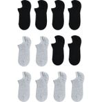 QUALITY WALKING Monochrome Series Sneaker Çorap 12'li Set - 41 - 45 - Siyah - Gri