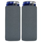 QualityPerfection İnce Kutu Soğutucu Kılıflar (2'li Set) Bira / Enerji İçeceği Boş Skinny Premium 340 ml Neopren Coolie, 340 ml Yalıtımlı Katlanabilir İçecek Tutacağı için Termosoğutucular (Kömür)