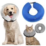 quancifang Köpek ve kediler için şişirilebilir boyun bandı, ayarlanabilir cırt cırtlı koruyucu köpek tasması, köpek tasması, görüşü engellemez (gri M)
