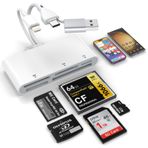 Quanlex 5'i 3 arada Hafıza Kartı Okuyucu, Lightnin Tipi C-USB A Üç Konnektörlü SD/TF/CF/Micro SD/XD/MS USB OTG Adaptörü, Mac/Windows/Linux/Android ile iPad/iPhone/Android/MacBook/PC için Çoklu Hafıza Kartı
