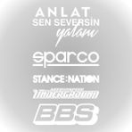 Quart Aksesuar Arka Cam Sticker Set Oto Sticker Araba Sticker Model 2 - Beyaz - 25 x 45 cm