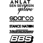Quart Aksesuar Arka Cam Sticker Set Oto Sticker Araba Sticker Model 2 - Siyah - 25 x 45 cm