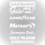 Quart Aksesuar Arka Cam Sticker Set Oto Sticker Araba Sticker Model 8 - Beyaz - 20 x 33 cm