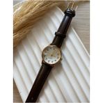 Quartz Bs Stıll Minimal Vintage Kadın Kol Saati Retro Quartz Deri Kordon 1 Adet - Koyu Kahverengi