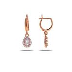 Quartz Damla Taşlı Rose Gümüş Küpe 4964