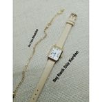 Quartz Kadın Kol Saati Vintage Gold Kasa- Oval Model- Bej Kroko Desenli Kordon TT0054 - 20 cm