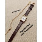 Quartz Kadın Kol Saati Vintage Gold Kasa- Oval Model- Koyu Kahve Renk Kordon TT0054 - 20 cm