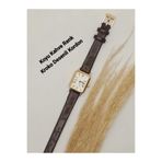 QUARTZ Marka Vintage Koyu Kahve Kroko Desenli Kordon Gold Kasa Minimal Kadın Kol Saati