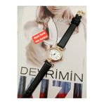QUARTZ Minimal Vintage Kadın Kol Saati Retro Siyah Renk Kordon Gold Oval Model bb0057